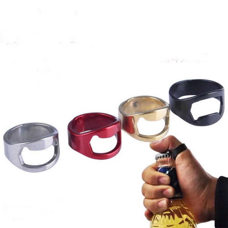 Nhẫn khui mở nắp chai bia unisex nam nữ cao cấp titan mạ kim loại