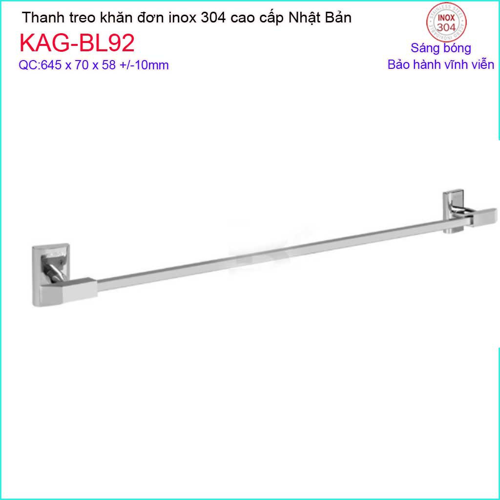 Thanh vắt khăn đơn Inox Kace, thanh treo khăn đôi Inox SUS304 Nhật Bản, vắt khăn tắm