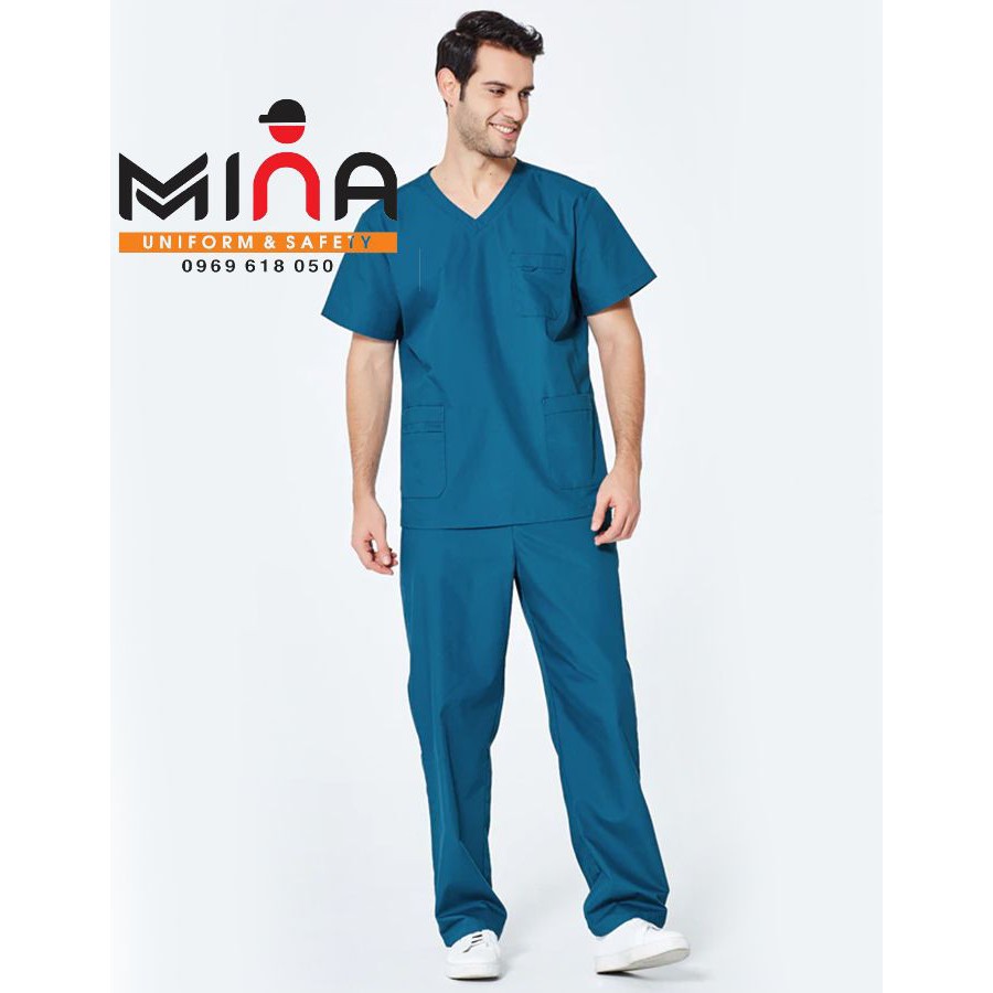 Bộ scrubs bác sĩ, quần áo y tế phẫu thuật - Màu Lam (Có hình ảnh thực tế)