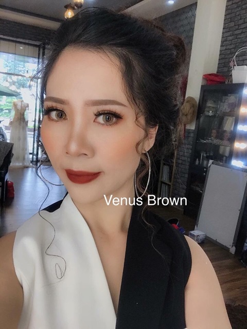 Kính áp tròng VENUS BROWN by ANGEL EYE 0-6 độ kèm khay gương