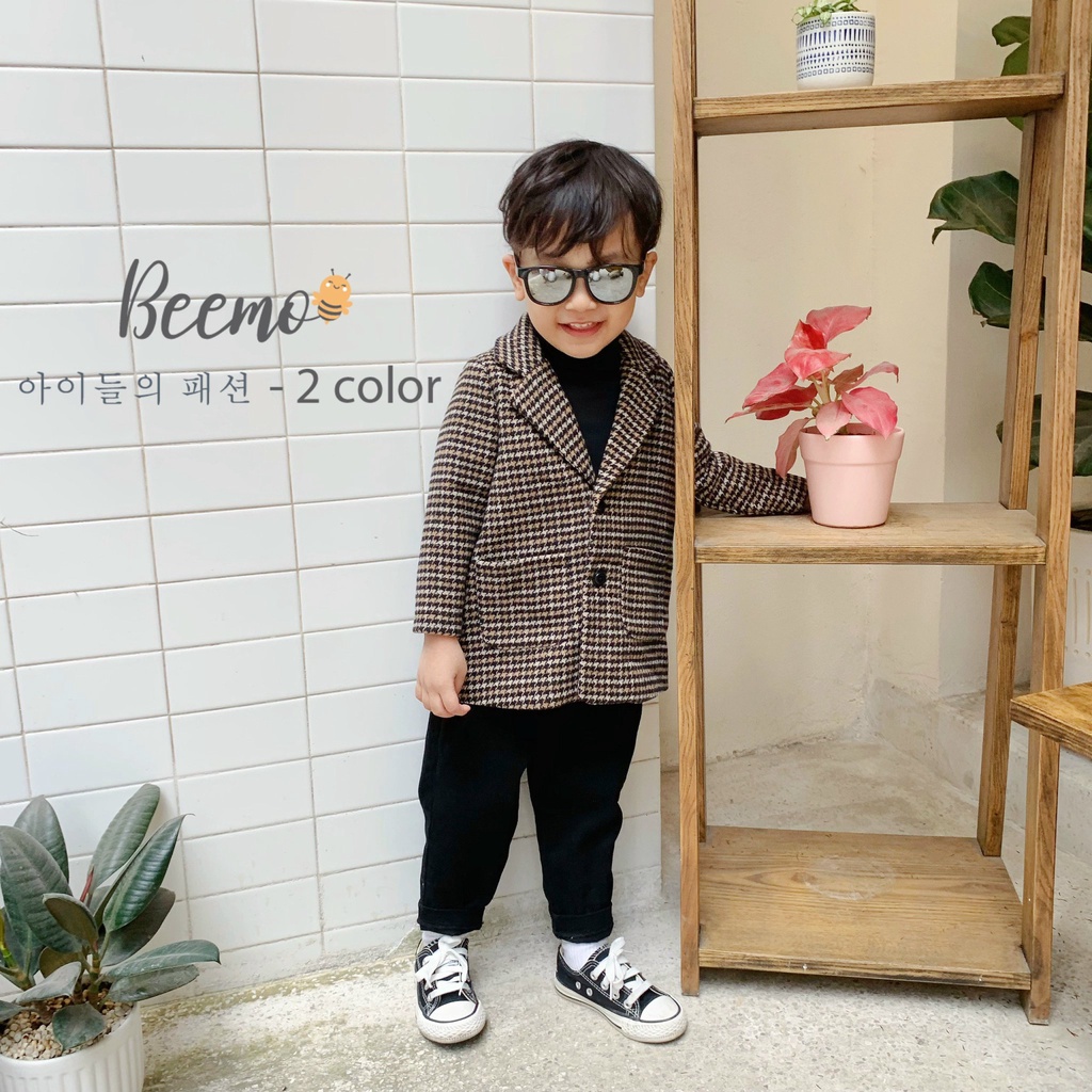 Bộ quần áo Beemo áo vest dạ quần kaki phù hợp bé đi sự kiện, đi chơi cho bé trai từ 1 đến 7 tuổi 20B019