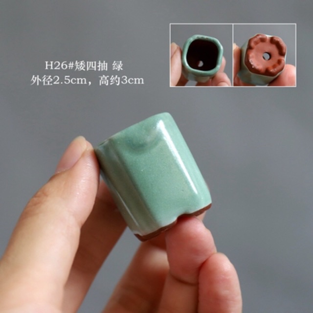Chậu men Tầu siêu mini- chất như nước cất