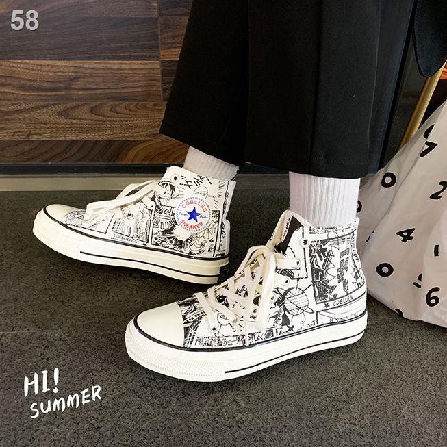 ins high-top shoes nam 1970 truyện tranh giản dị hợp thời trang giày Pirate Luffy graffiti thể thao tất cả phù với họ
