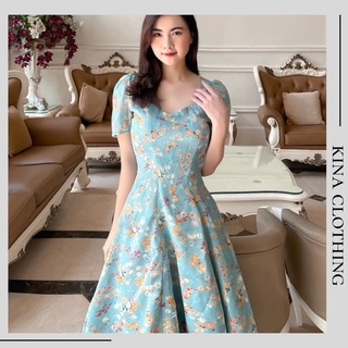 Váy đầm voan hoa nhí dáng dài cho nữ D44- ảnh thật shop chụp