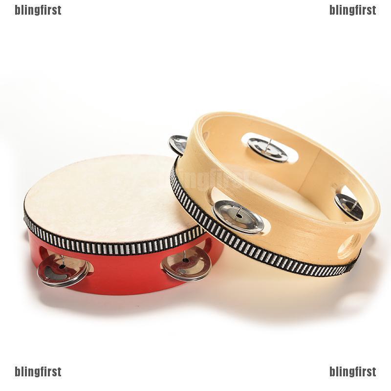 [Bling] 1 X Kids Musical Tambourine Wooden Drum Rattles for Baby Education Toy 2 Colors [First]