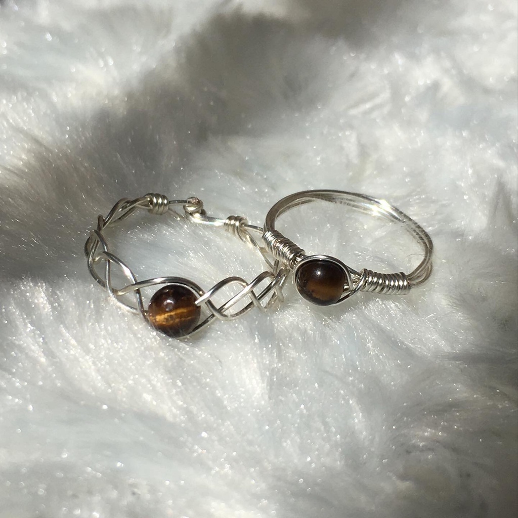 Nhẫn đá Mắt Hổ tự nhiên phong thủy-handmade, thanh tẩy, thiền định