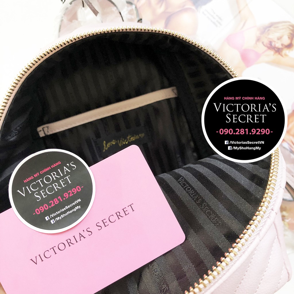 (17) Ba lô cute mini hồng phấn cực dễ thương KT 21x23x8cm - Hàng nhập Victoria's Secret USA