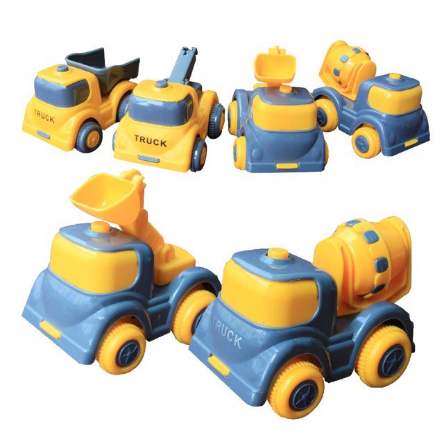 Set 4 ô tô trớn đà mô hình xây dựng Toys House 709C