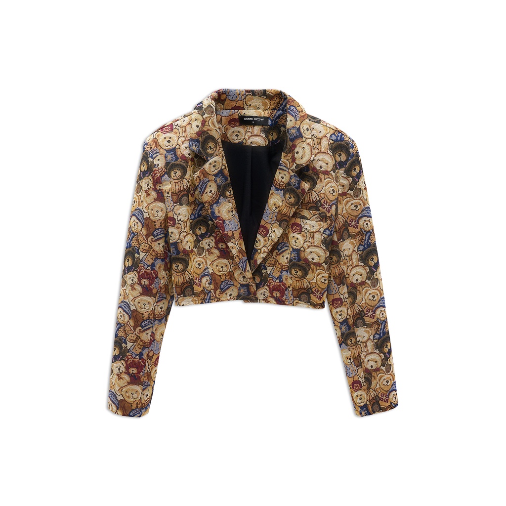 Áo Blazer Nữ Short Teddy , Chất Vải Bố Line Thoải Mái , WVE000017 ,SOMEHOW