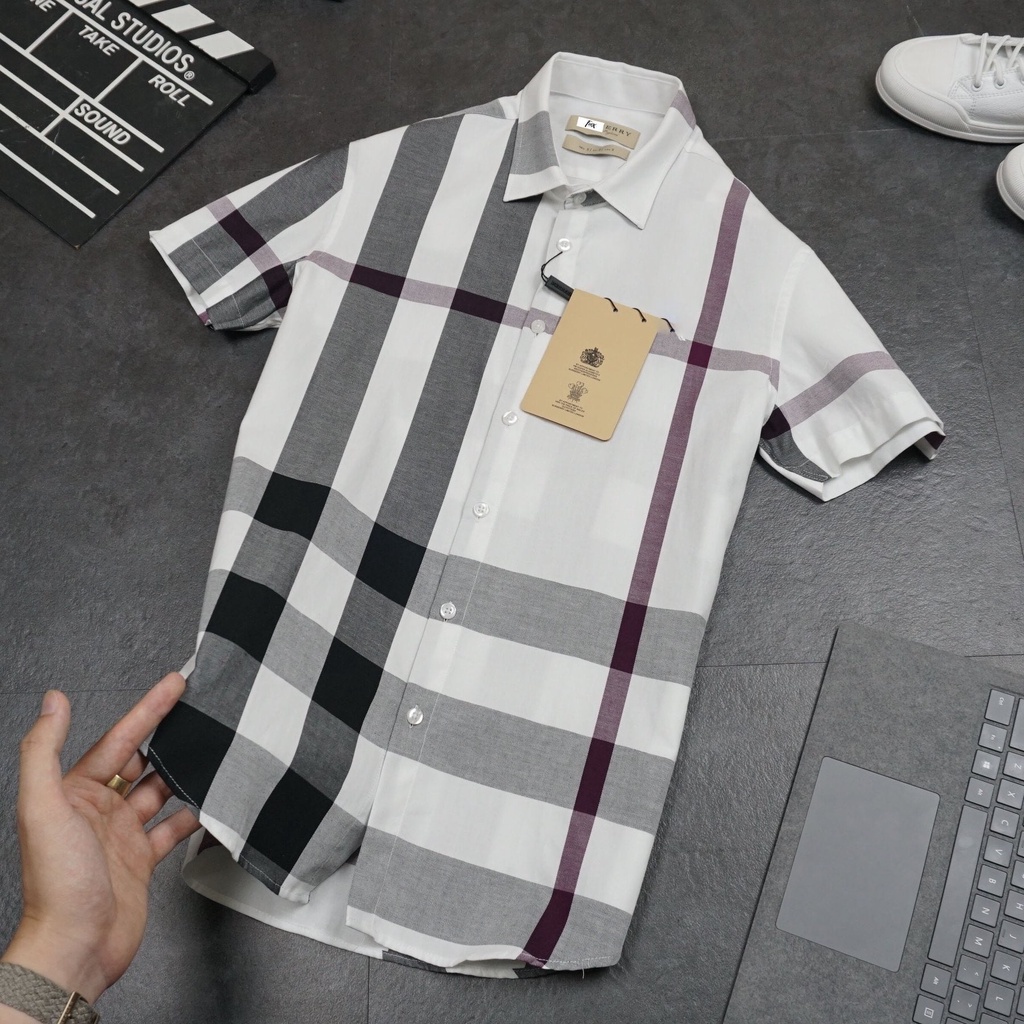 Áo sơ mi nam ngắn tay BBR kẻ nhiều màu caro ,chất liệu cotton thoáng mát, không nhăn, không bai xù BBR