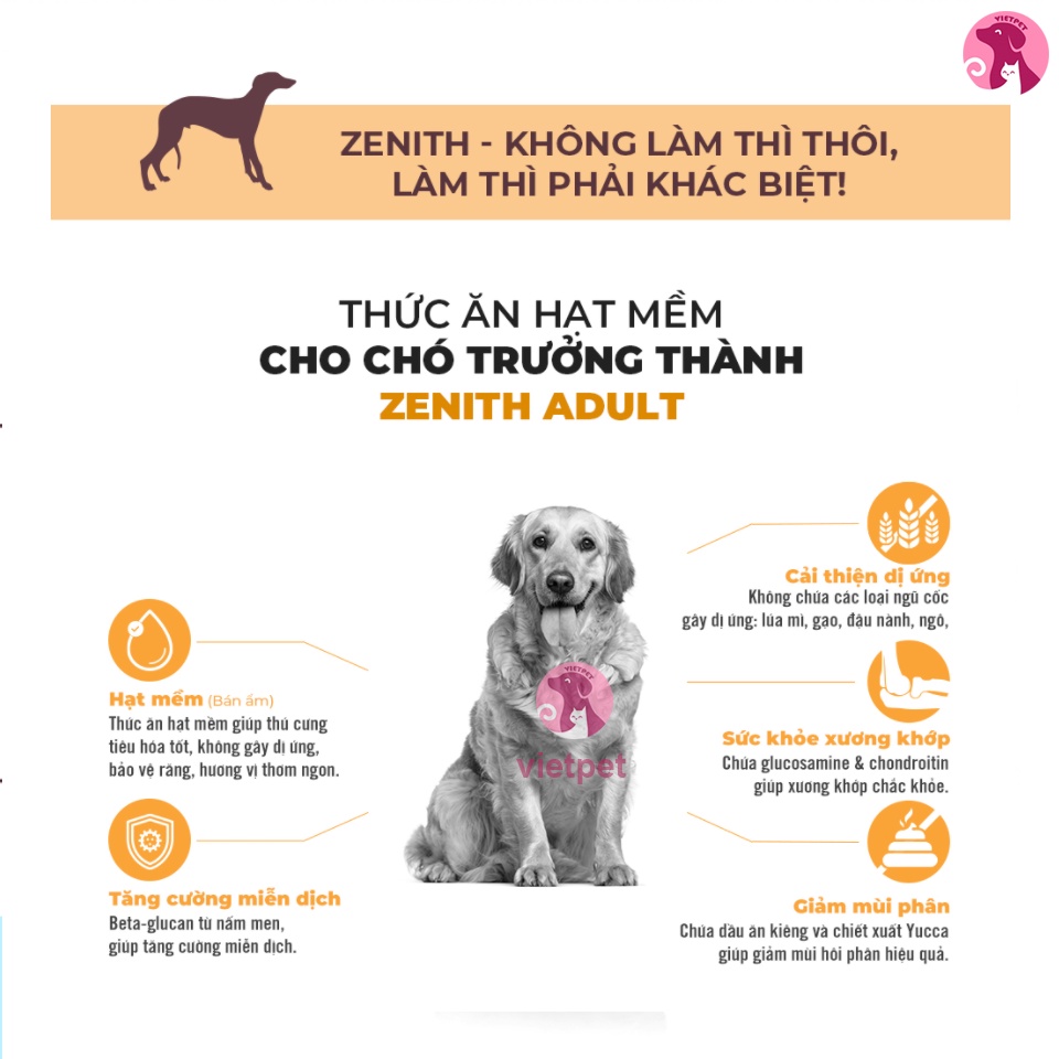 Thức ăn cho chó trưởng thành - Hạt mềm Zenith - Vị Cừu (1.2 kg)