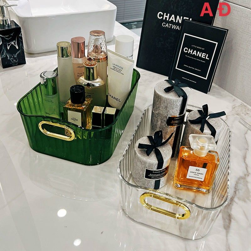 Khay đựng mỹ phẩm chất liệu Acrylic có tay xách tiện lợi và sang trọng