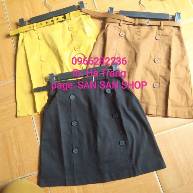 Chân váy kaki kèm đai