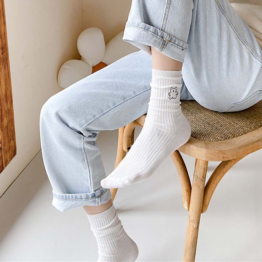 Đôi Vớ Cotton Thoáng Khí Thêu Họa Tiết Hoạt Hình Phong Cách Hàn Quốc Thời Trang Mùa Hè Cho Nữ