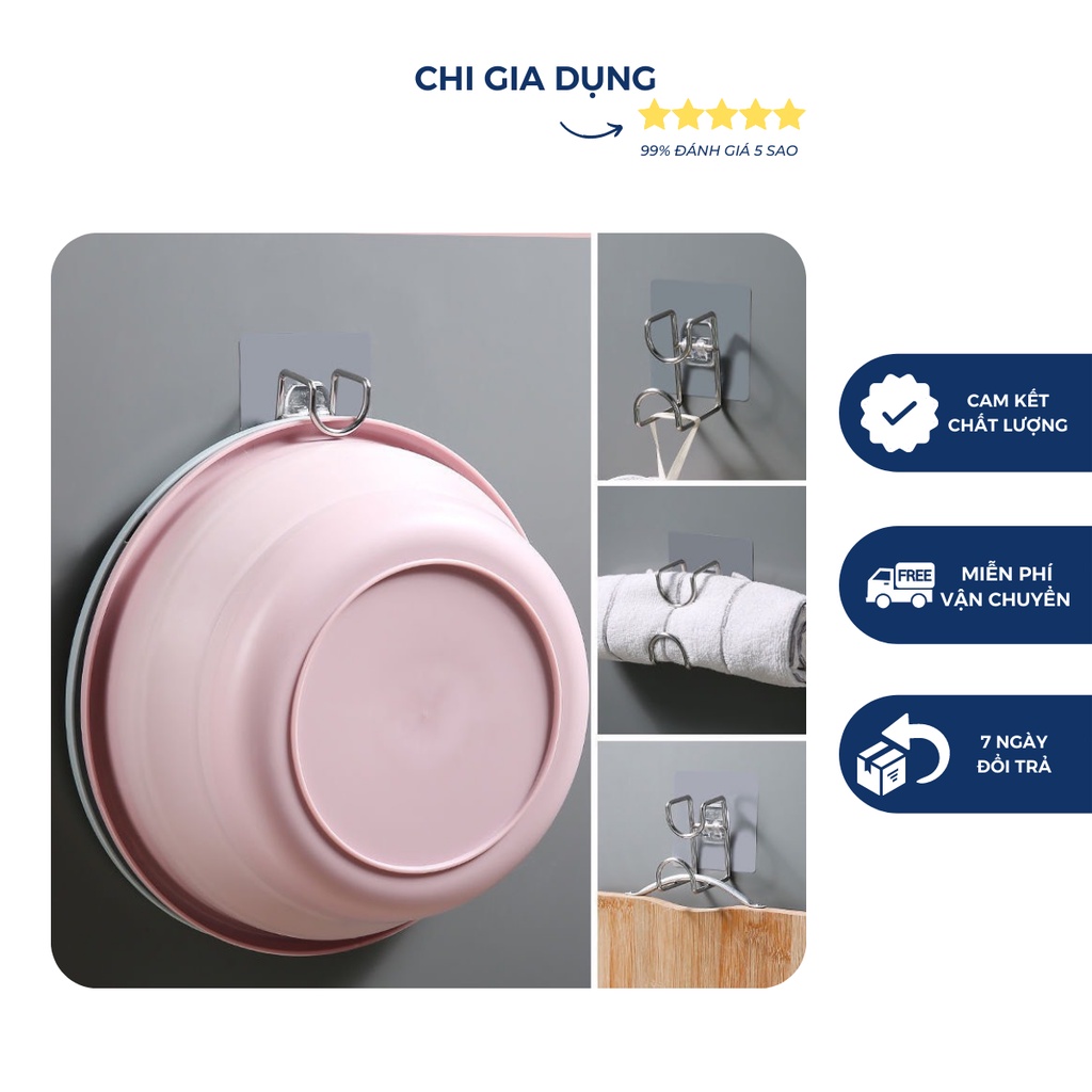 Móc inox 304 treo chậu đồ dùng trong nhà tắm có miếng dán siêu chắc