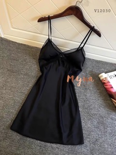V12030 VÁY NGỦ LỤA CHÉO NGỰC ( CÓ ĐỆM)