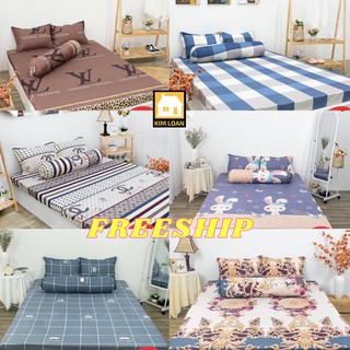 Ga drap nệm Cotton 2D Hàn Quốc cao cấp ( 4 món + Freeship + Bảo hành 3 tháng )
