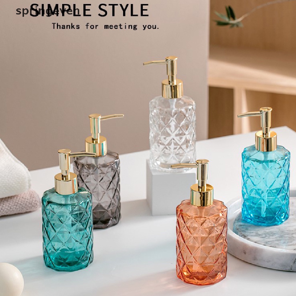 Bình Thủy Tinh 350ml Đựng Dầu Gội Sữa Tắm Dạng Nhấn Tiện Dụng
