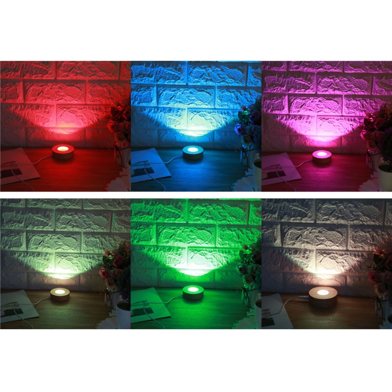 Đế Đèn LED Tròn 3D Bằng Thủy Tinh Pha Lê Nhiều Màu / Trắng / Ấm Với Công Tắc Cảm Ứng Nhạy