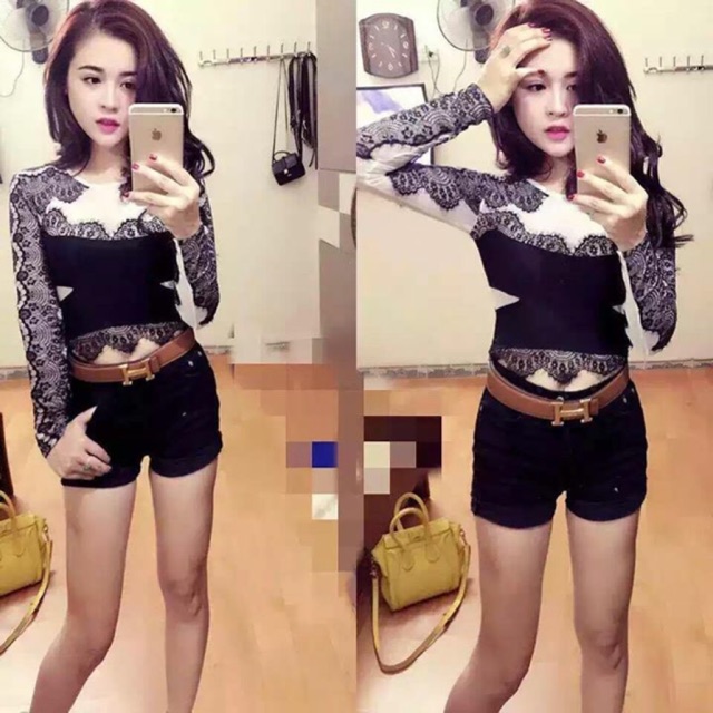 Áo thun pha ren