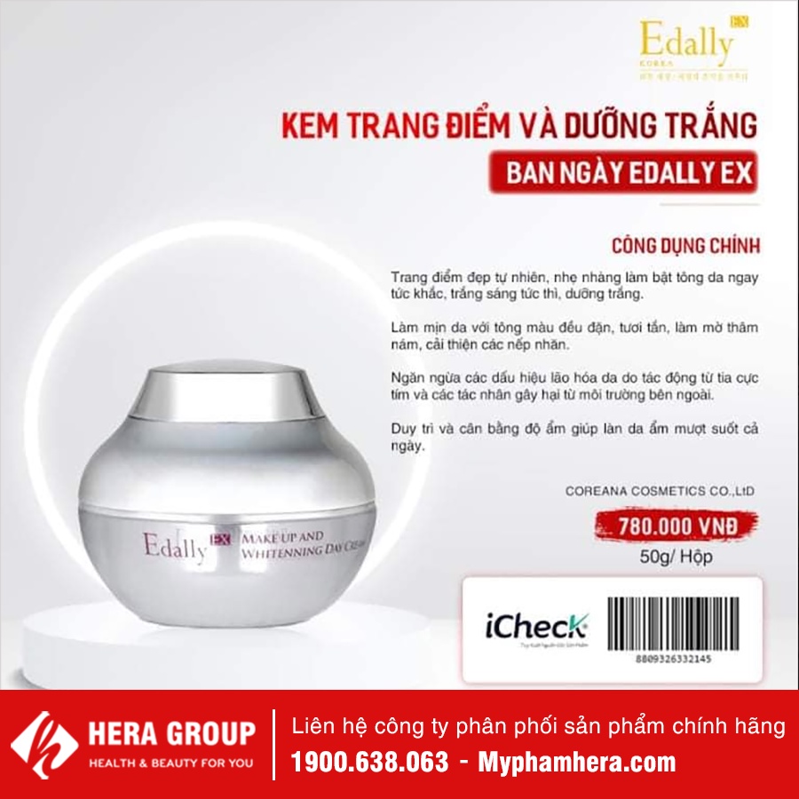 Bộ Kem Trang Điểm Chống Nắng Dưỡng Trắng Da Ban Ngày Edally