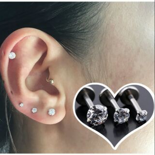 Khuyên tai kim cương hột xoàn Khuyên tai unisex thép không gỉ