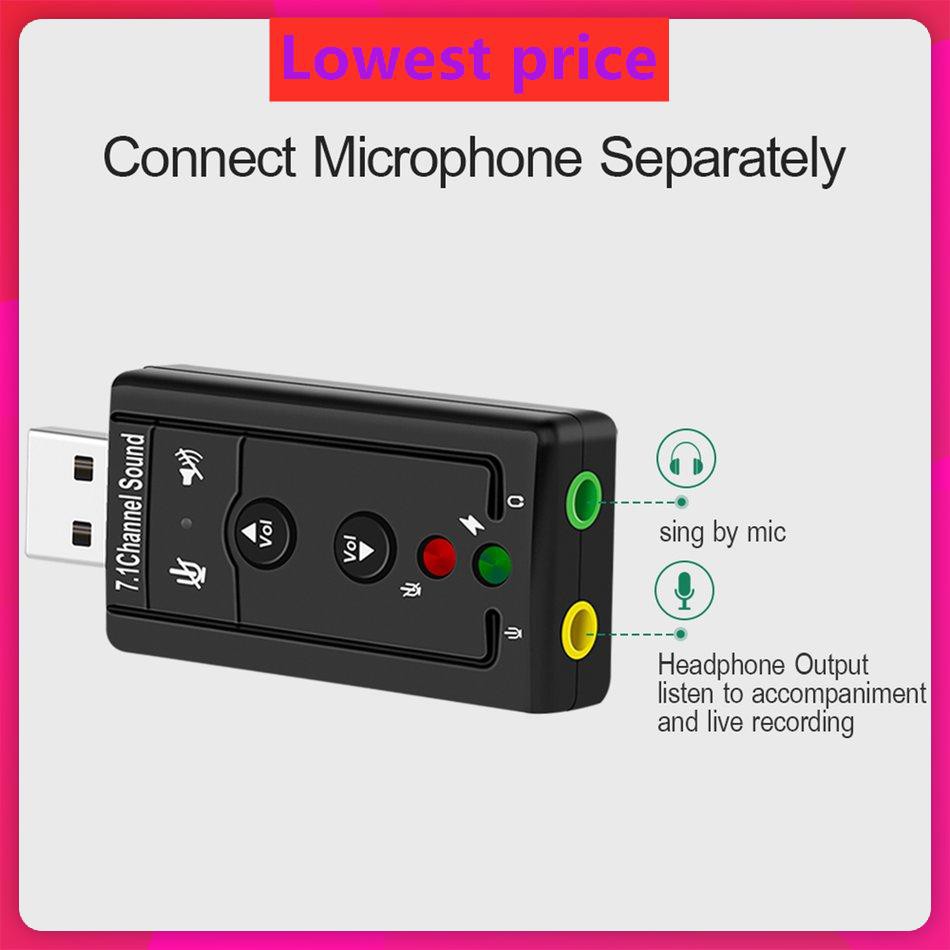Card âm thanh USB ngoài 7.1 chuyển đổi USB sang giắc tai nghe 3.5mm kỹ thuật số