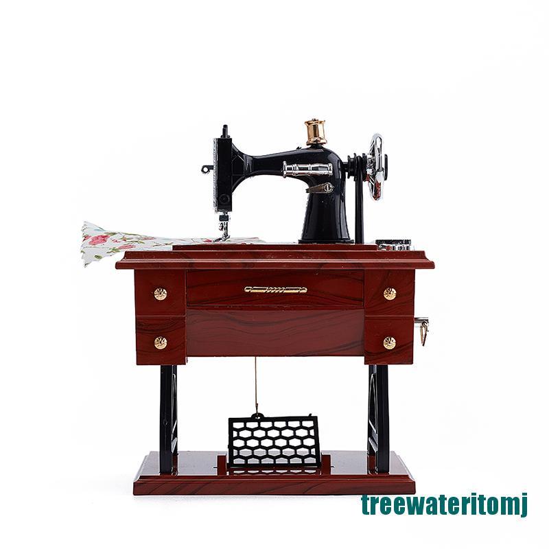 <new~>Sewing Machine Music Box Retro Sewing Clockwork Home Crafts Decoration Gift