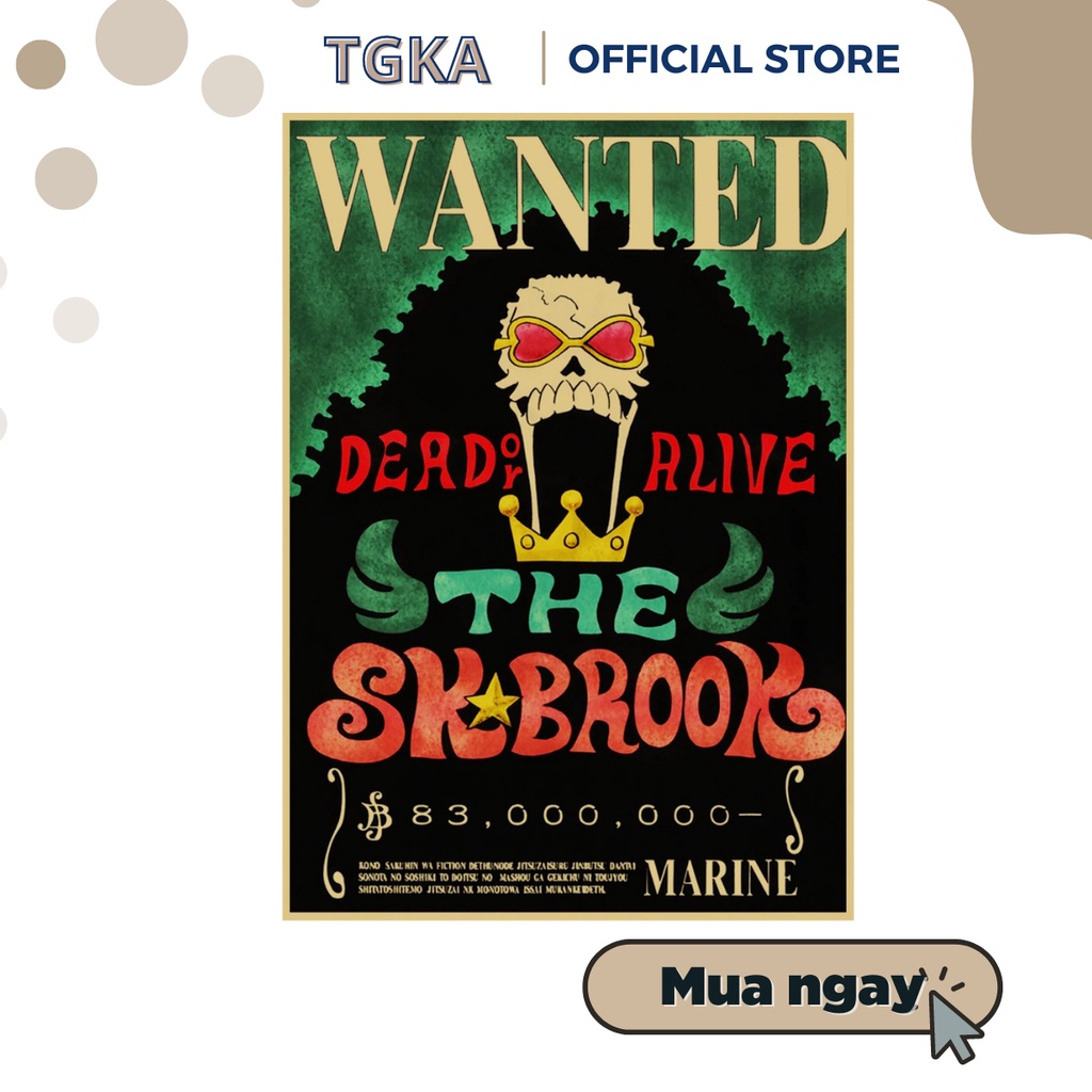 Poster Truy Nã One Piece kích thước A4 cm - Tranh Nhân vật hoạt hình One Piece dùng trang trí nội thất