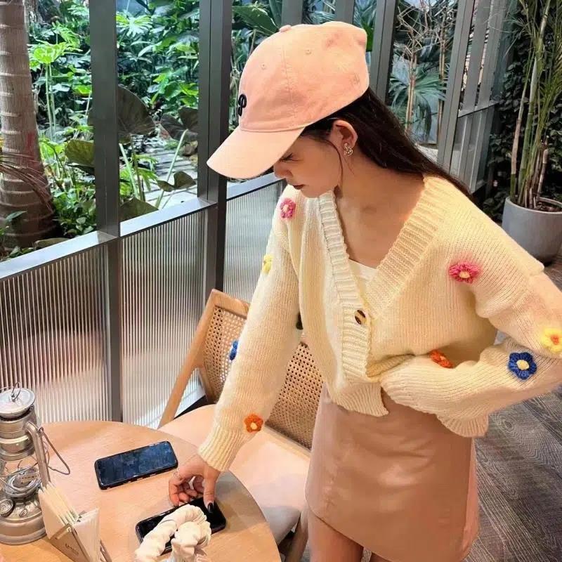 NZN Áo Khoác Cardigan Dệt Kim Tay Dài Cổ Thấp Hai Hàng Nút Thời Trang Ngọt Ngào Dễ Phối Đồ Cho Nữ