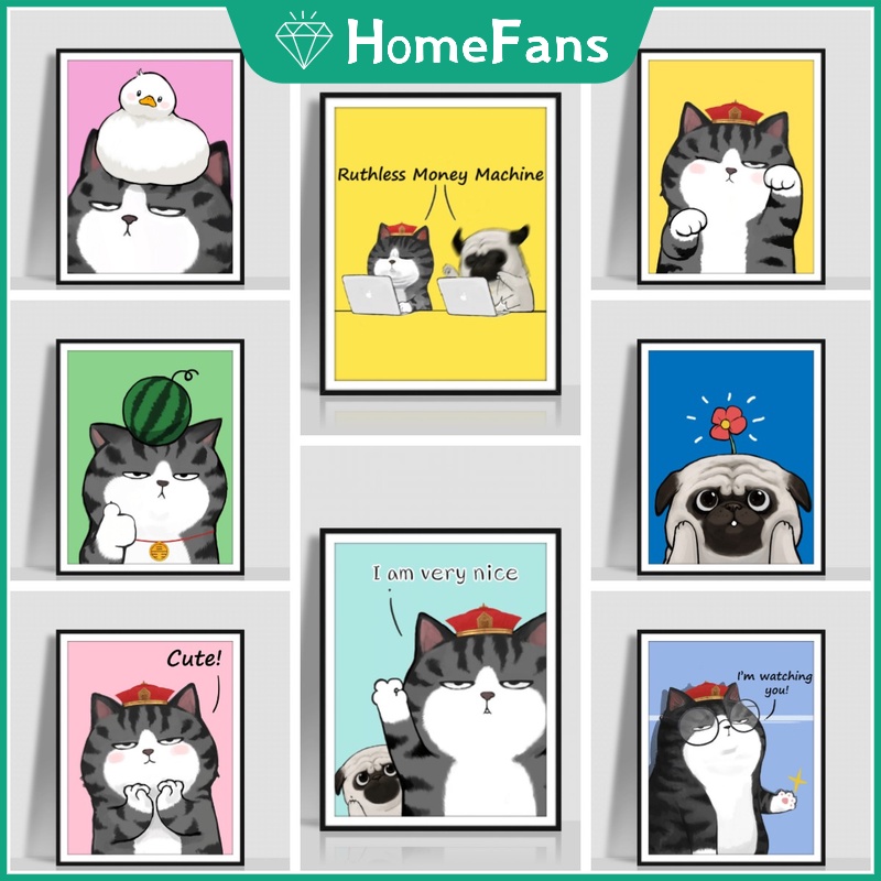 Bộ Tranh Đính Đá 5D DIY Hình Chó Mèo Dễ Thương Kích Thước 40x50cm