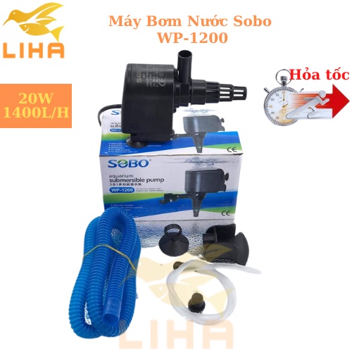 Máy Bơm Nước Sobo WP-1200 (20W-1400L/H-1.2M) - Bơm Nước 3 Trong 1 (Hút, Đẩy, Thổi Oxy) Cho Bể Cá