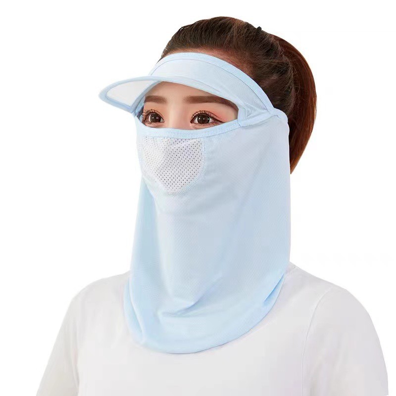 Mũ chống nắng nửa đầu kèm khẩu trang che mặt che cổ - khẩu trang ninja che cổ có vành lưỡi trai (MKT04)