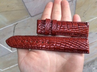 Dây Đồng Hồ Da Cá Sấu Lót Da Đà Điểu size 20 & 22