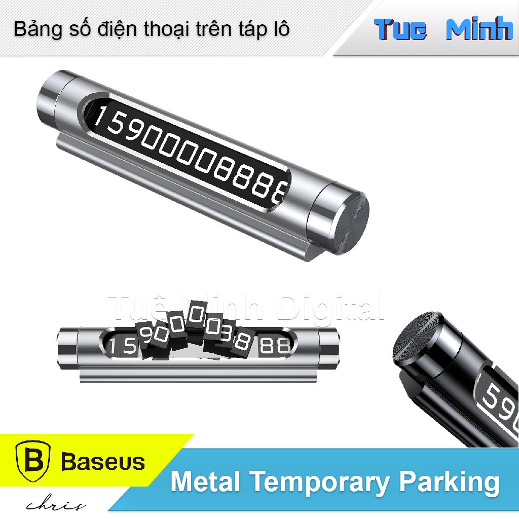 Bảng ghi số điện thoại trên táp lô hiển thị 2 số - Baseus Dual Metal Temporary Parking Number Card | WebRaoVat - webraovat.net.vn