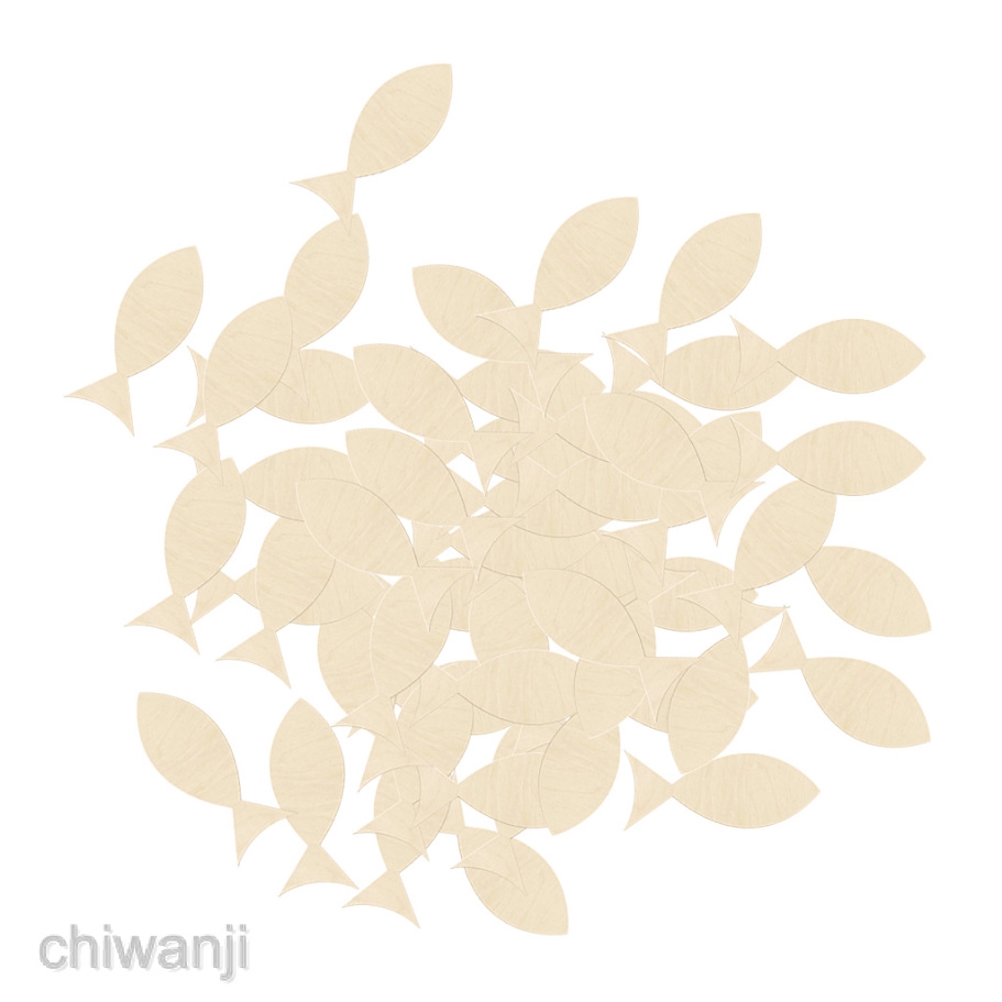 Set 50 Thẻ Gỗ Hình Cá Trang Trí Đa Dụng