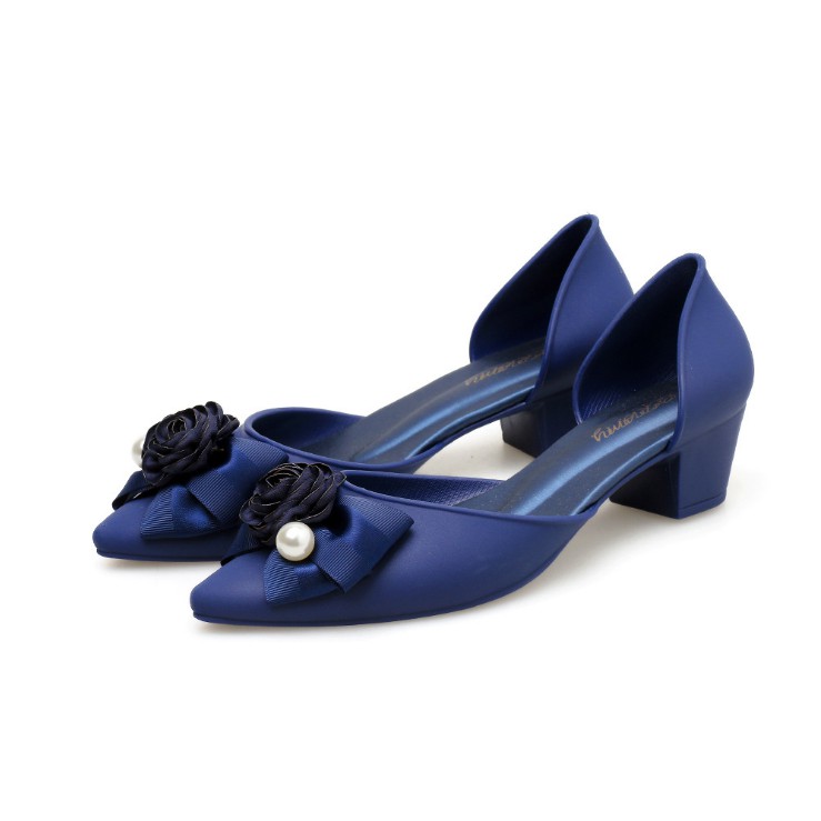 Giày cao gót jelly nhựa polyester mũi nhọn thời trang cho nữ