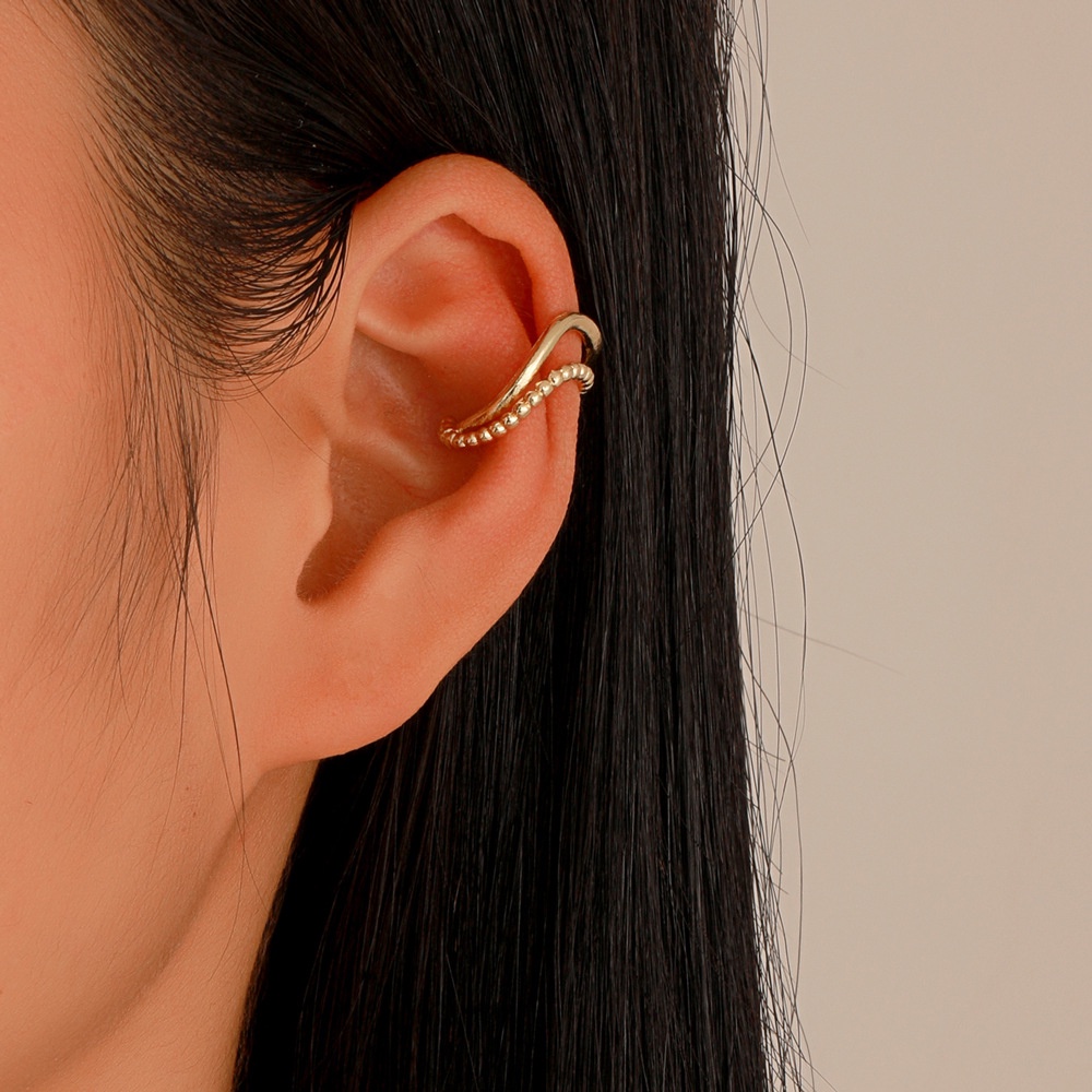 Khuyên Tai Chữ C Hai Lớp Phong Cách Cổ Điển Thời Trang Cho Nữ