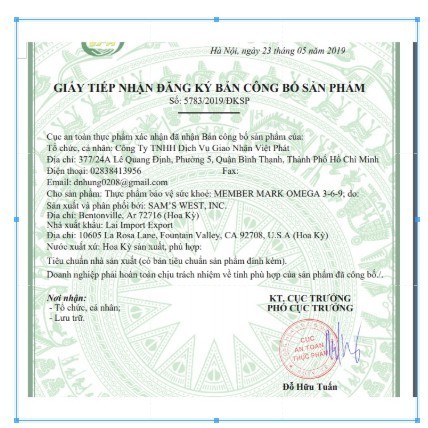 Thực phẩm bảo vệ sức khỏe Member’s Mark  Omega 3-6-9(hsd 2021)