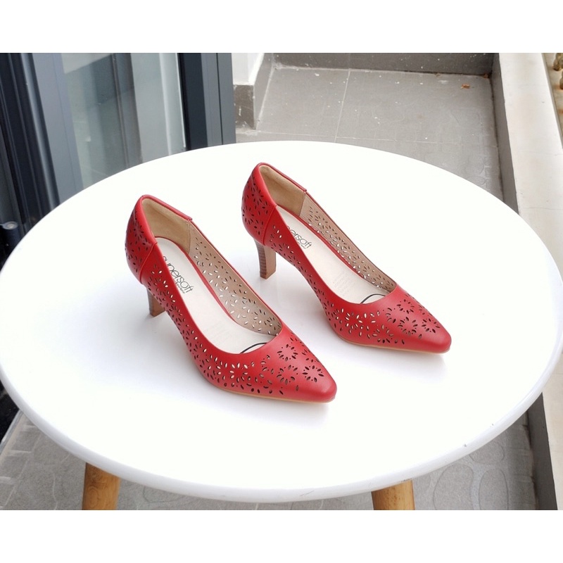 Giày cao gót da bò thật laze