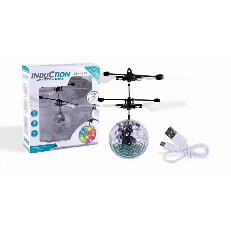 Đồ chơi bé trai quả cầu pha lê bay cảm ứng phát sáng đèn LED, Đồ chơi cho bé trai bóng bay ma thuật tặng cáp sạc