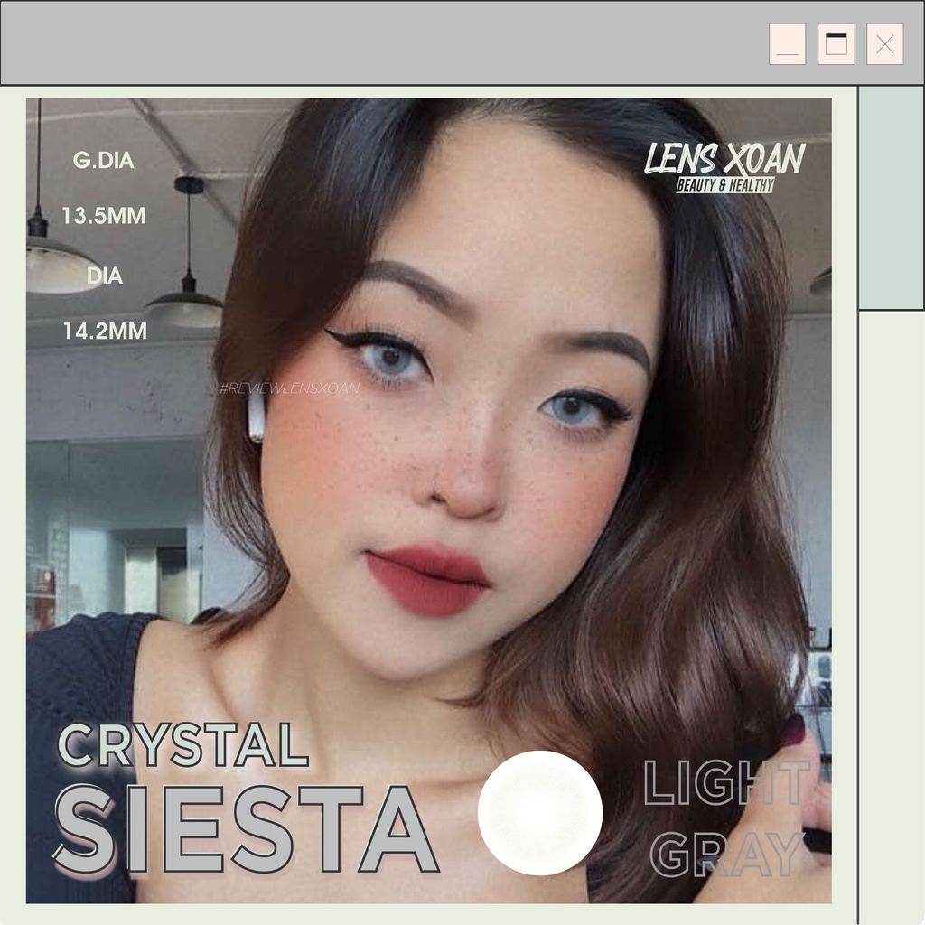 Kính áp tròng SIESTA CRYSTAL LIGHT GRAY-PC Hydrogel của COLORCL( 6 tháng):Lens xám sáng tây không viền|Lens Xoắn(GIÁ 1C)