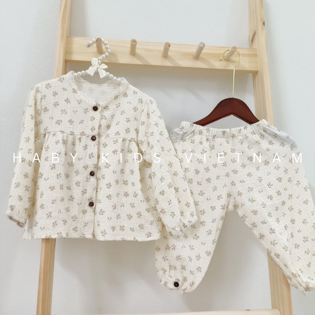 Đồ bộ thu đông dài tay chất xô muslin cho bé HABY KIDS