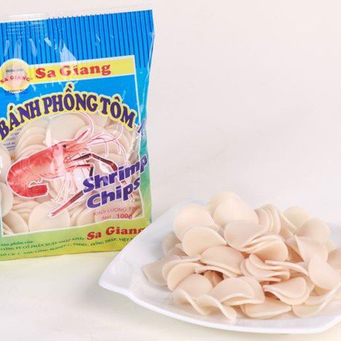 Bánh phồng tôm mini tẩm gia vị Sa Giang xanh, 100g