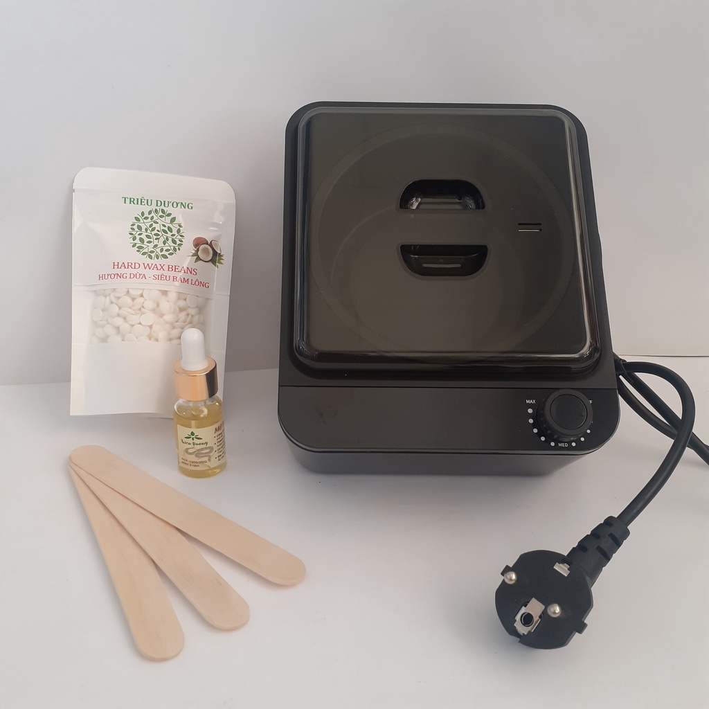 (Tặng 1 dũa móng +1 mặt nạ nén): Nồi sáp wax lông chống dính + sáp wax lông 50g cao cấp dòng hương + mỡ trăn 10ml