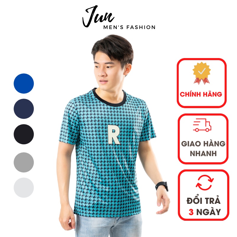 Áo thun nam cổ tròn cao cấp JUN FASHION STORE tay ngắn, chất cotton co giãn 4 chiều, họa tiết vân kẻ caro…