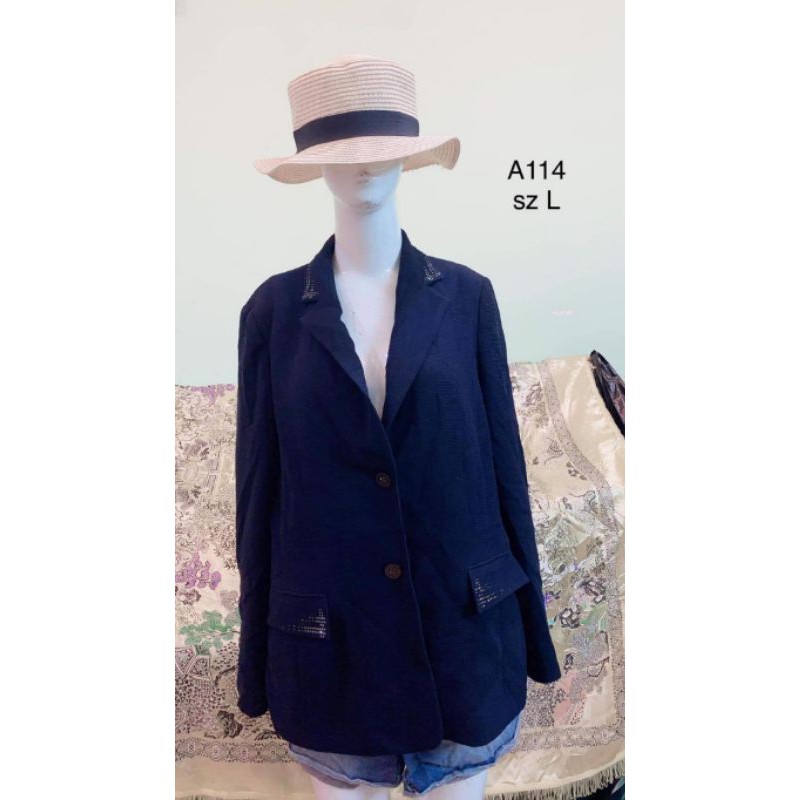 áo khoác blazer màu xanh dáng dài size L. A114