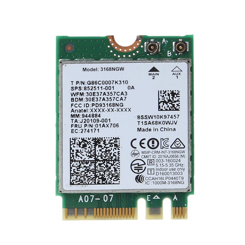 Đầu Chuyển Đổi Mạng Không Dây 3168 Ac 3168ngw Ngff M.2 802.11ac
