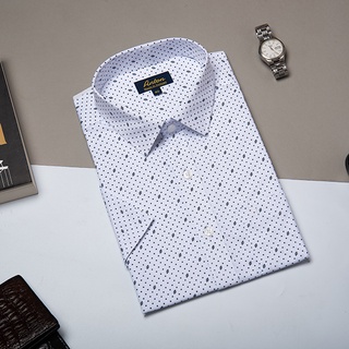 Áo Sơ Mi Nam Công Sở Trung Niên Anton Somianton Màu Trắng Vải Cotton Họa Tiết Chấm Bi Nhỏ  - X808