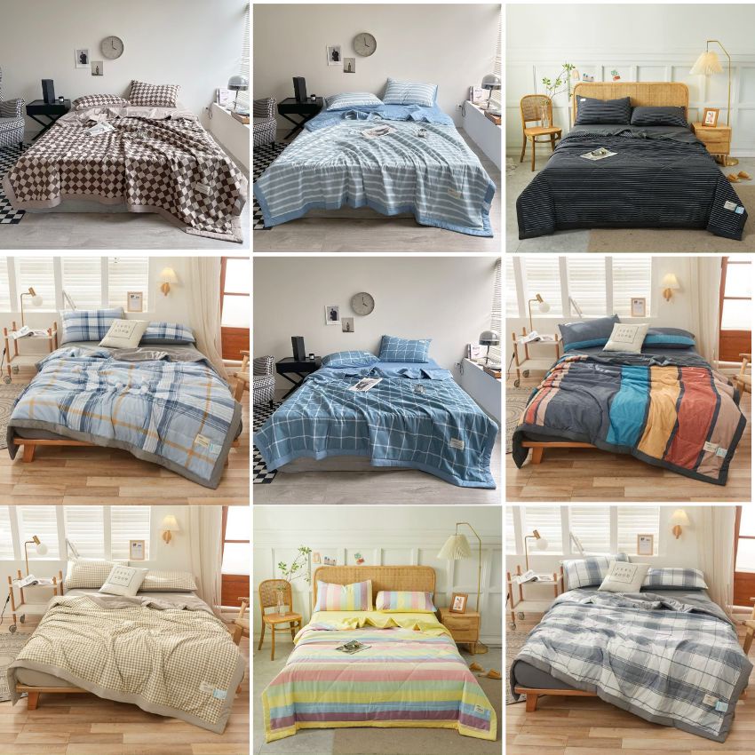 Bộ chăn hè chần bông ga gối Cotton Tici 4 món nhập khẩu